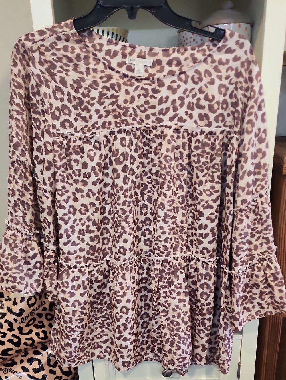 Cato Leopard Print Peplum Tunic